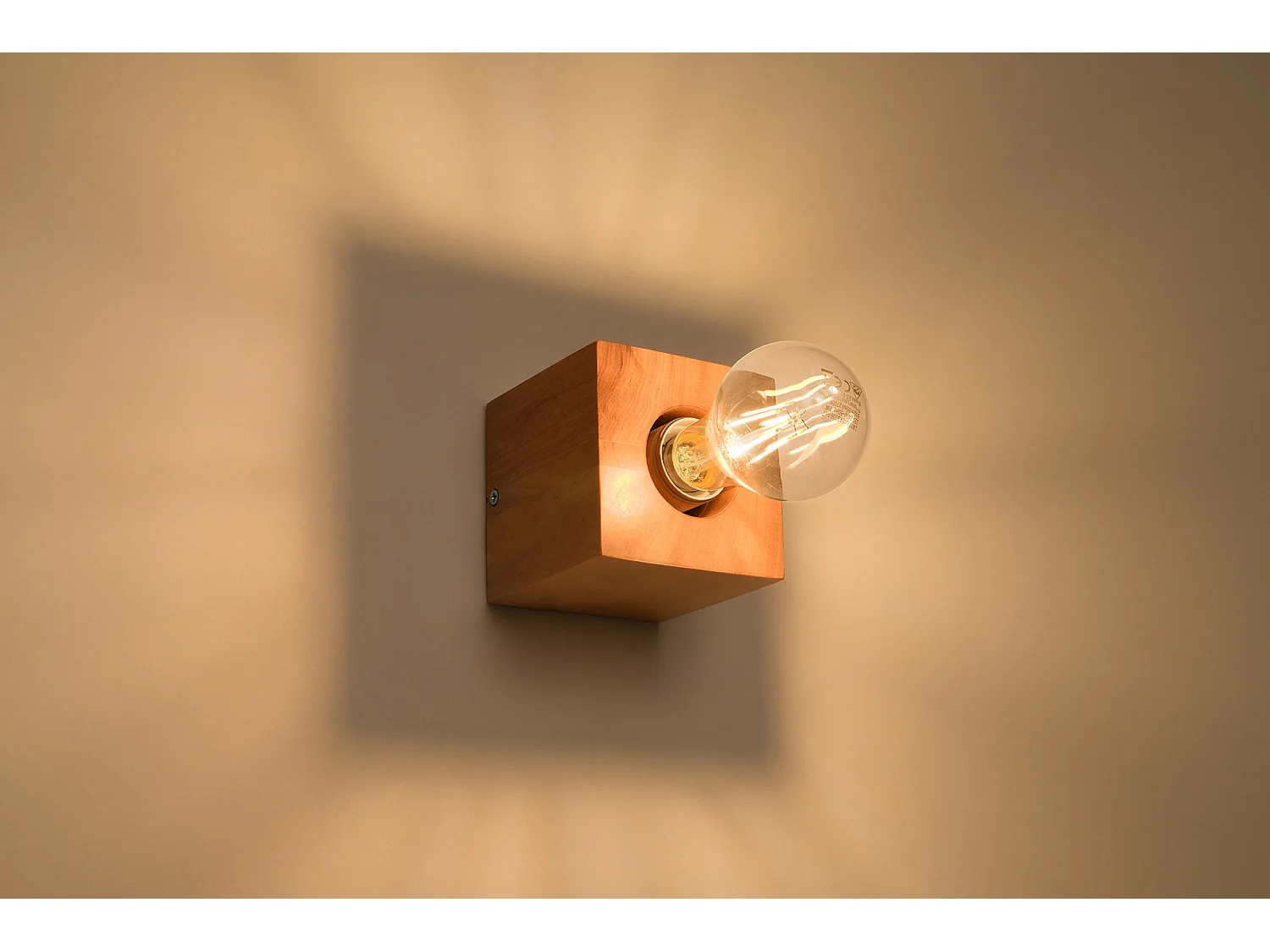 Wandlampen Ariz Scandinavisch Van  - 1 Lichtbronnen - L.10 X H.10 Cm - Natuurlijk Hout