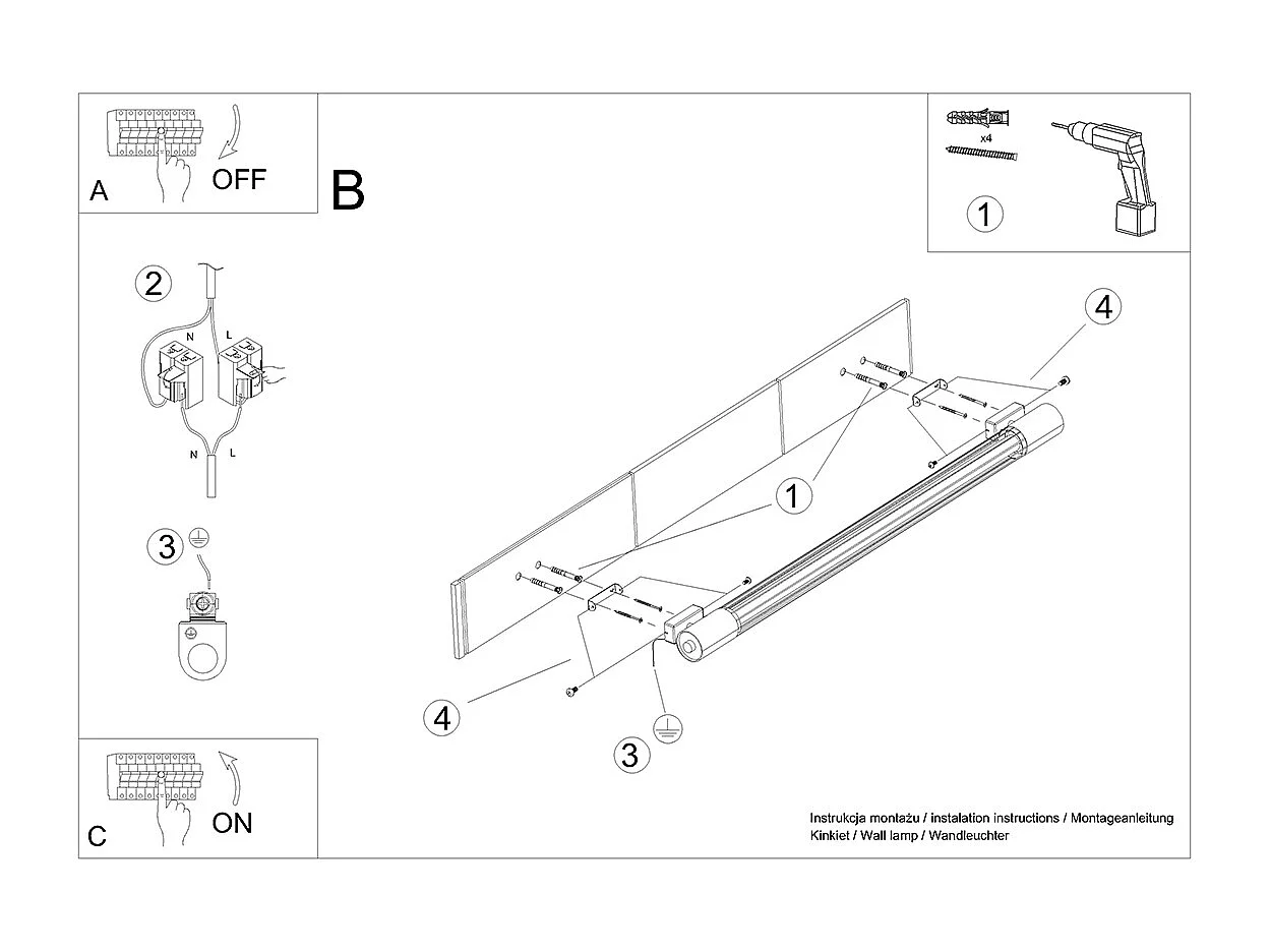 Flush Wall lichts Linear Black T8 Flächenbündige Wandleuchten Linear Schwarz T8