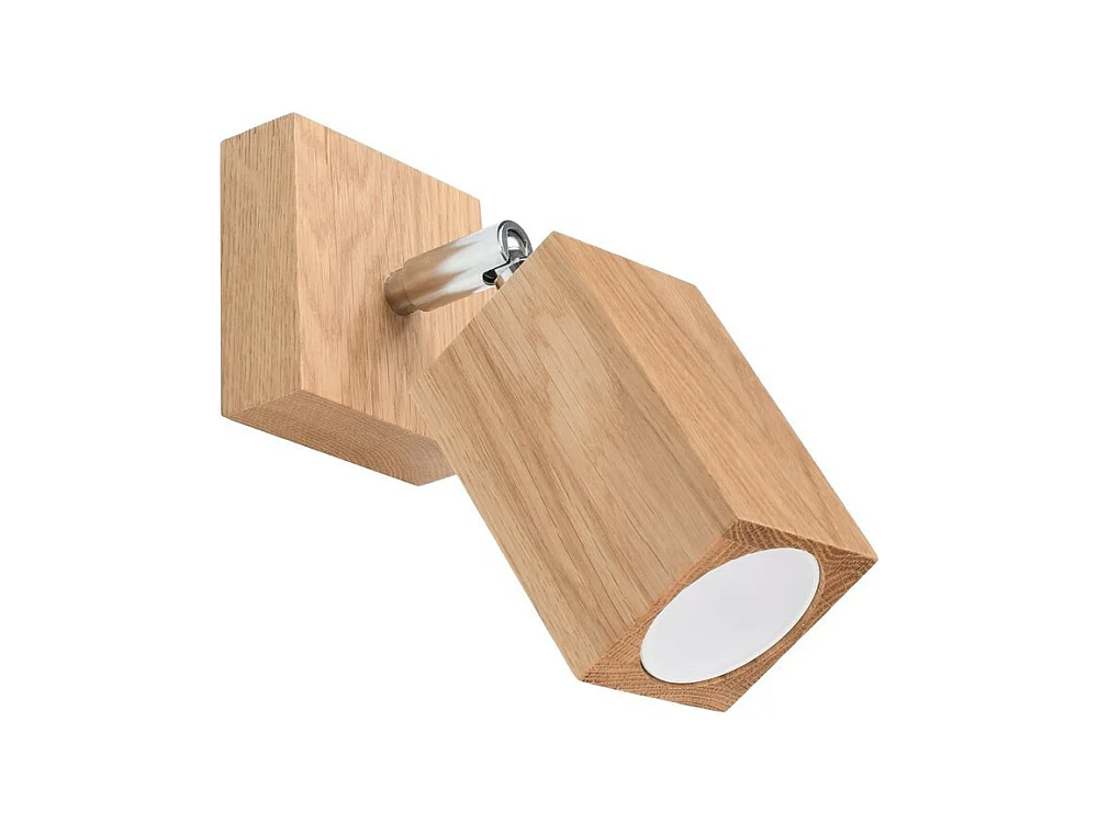Sollux Lighting Keke Spot simple carré en chêne bois, 1x GU10