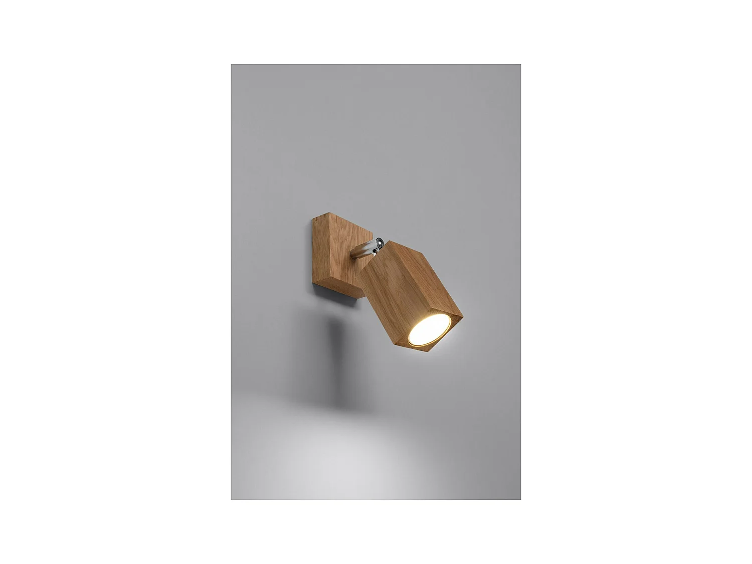 Sollux Lighting Keke Faretto singolo quadrato in quercia in legno, 1x GU10