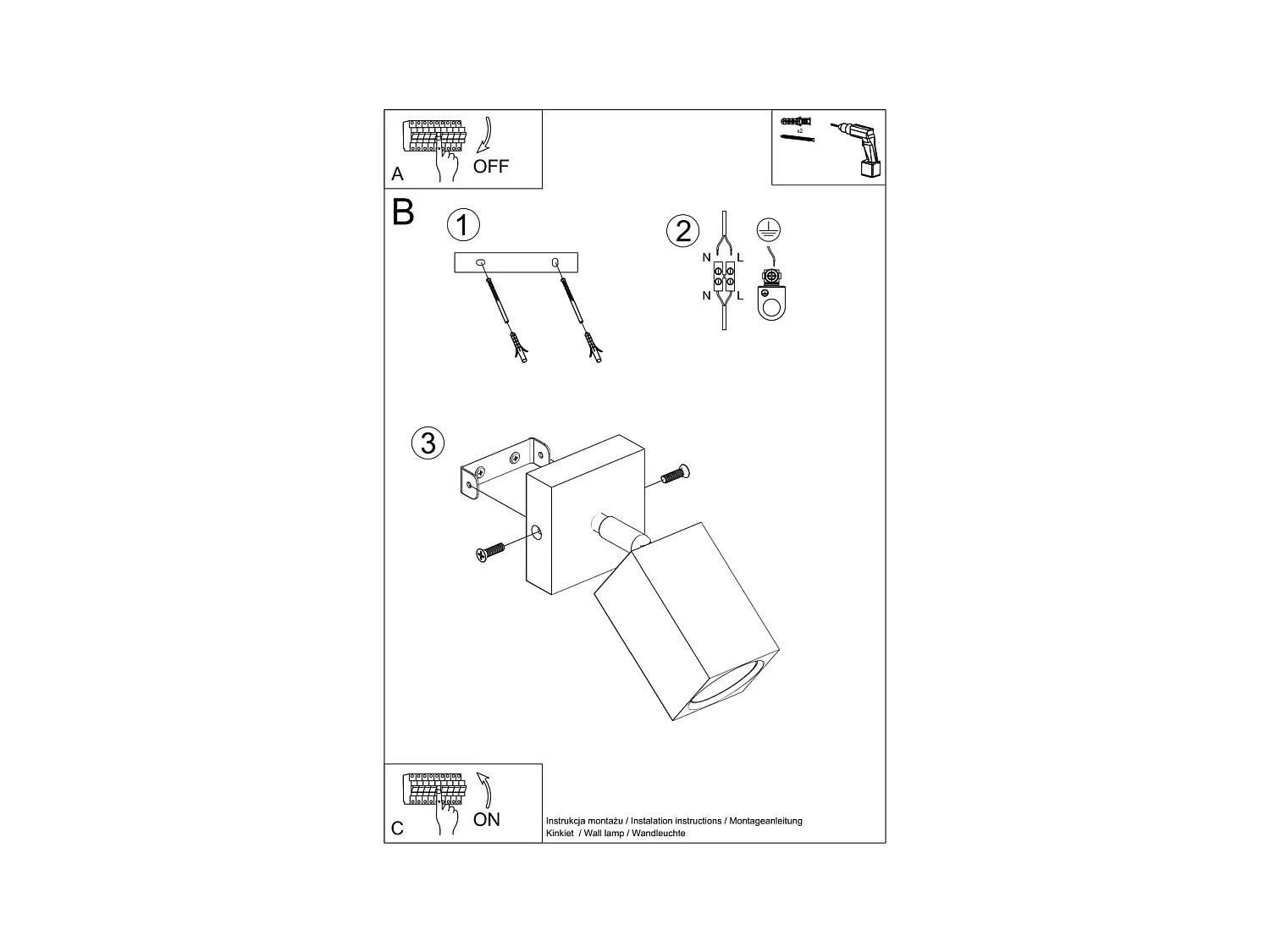 Sollux Lighting Keke Faretto singolo quadrato in quercia in legno, 1x GU10