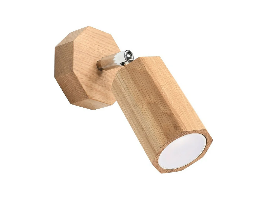 Sollux Lighting Zeke Spot simple octogone en chêne bois, 1x GU10