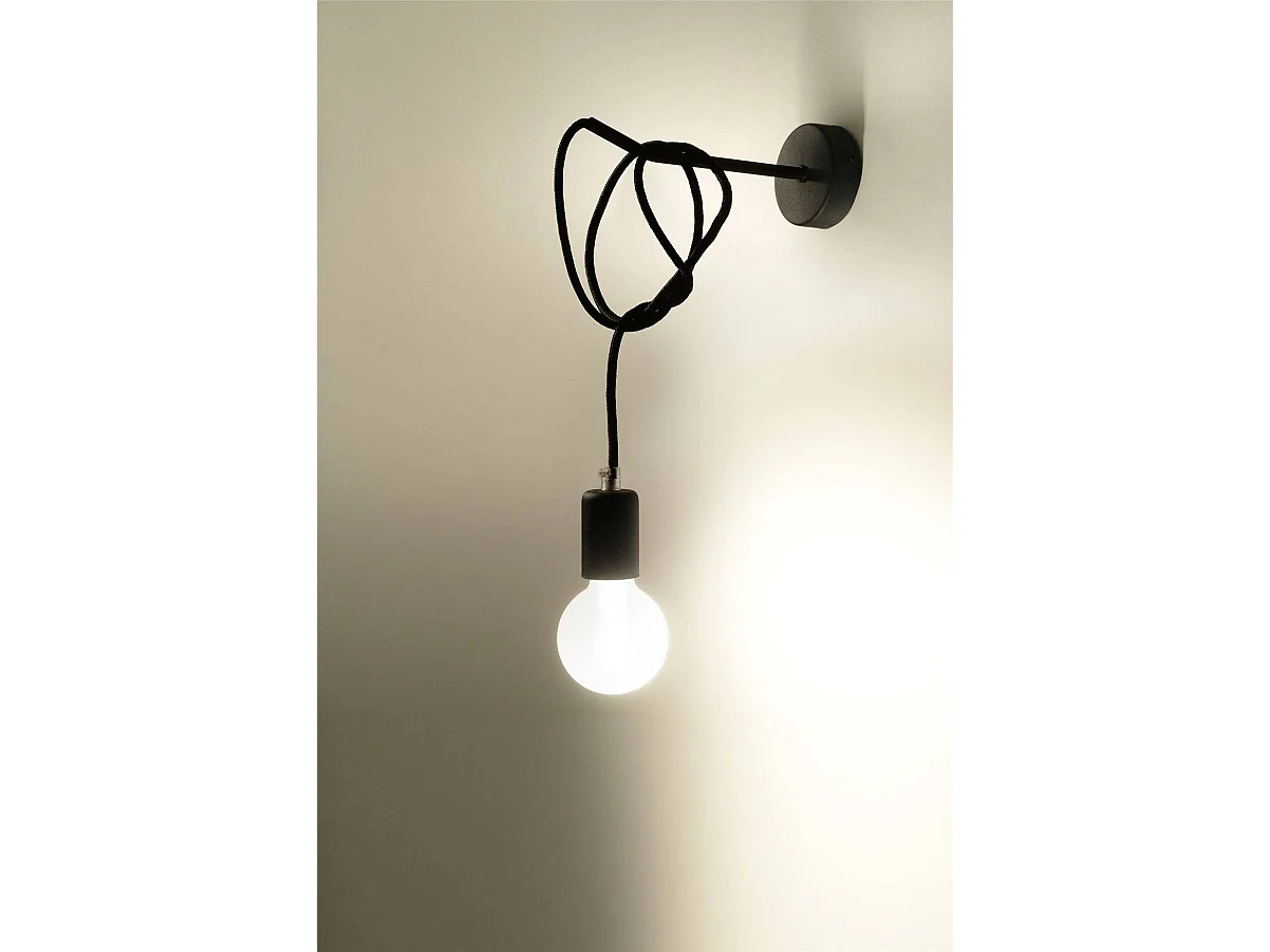 Wandlampen Edison Zolder Van  - 1 Lichtbronnen - L.8 X H.100 Cm - Zwart