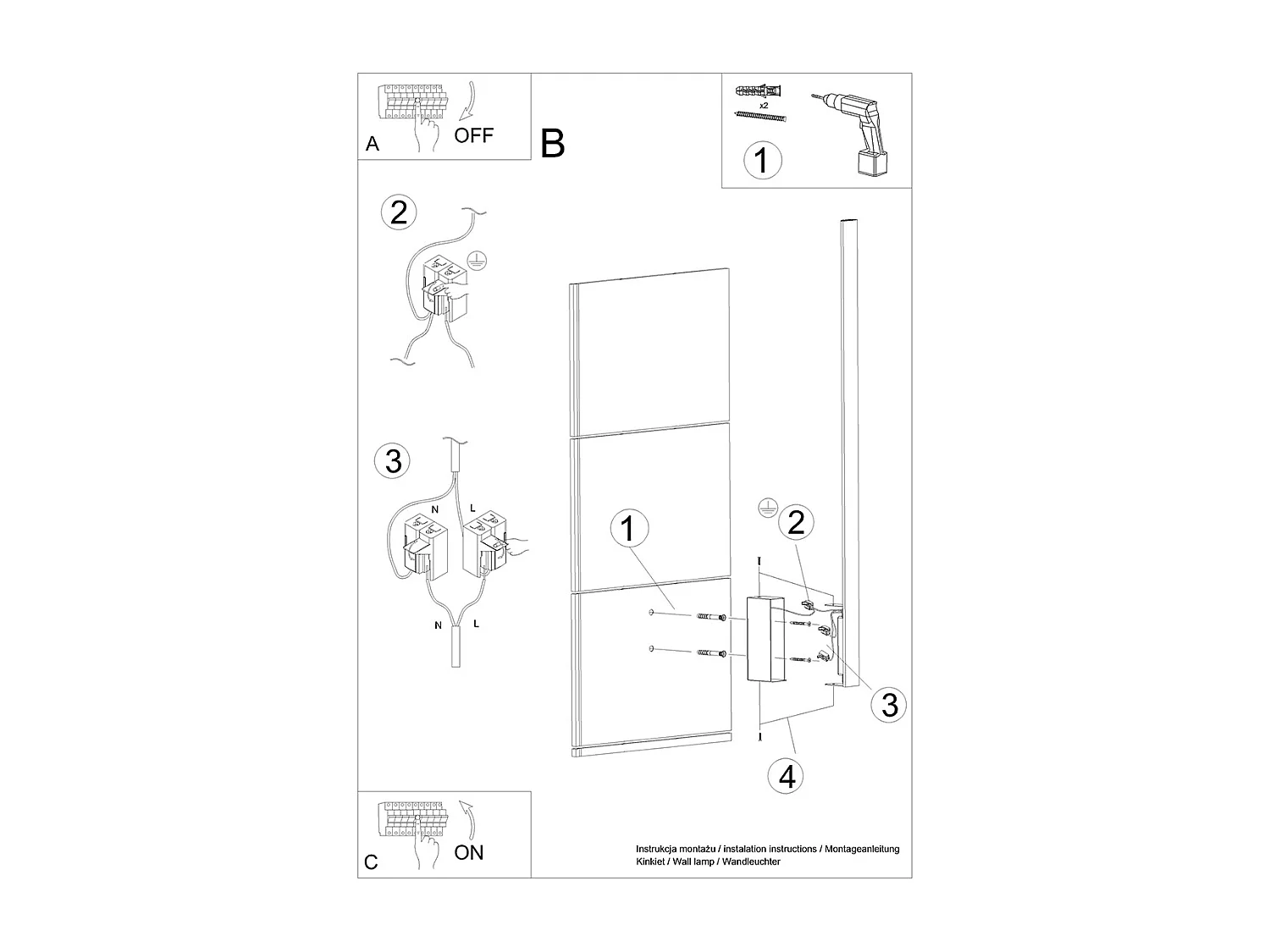 Sollux Lahti Applique Led Intégrée Noir
