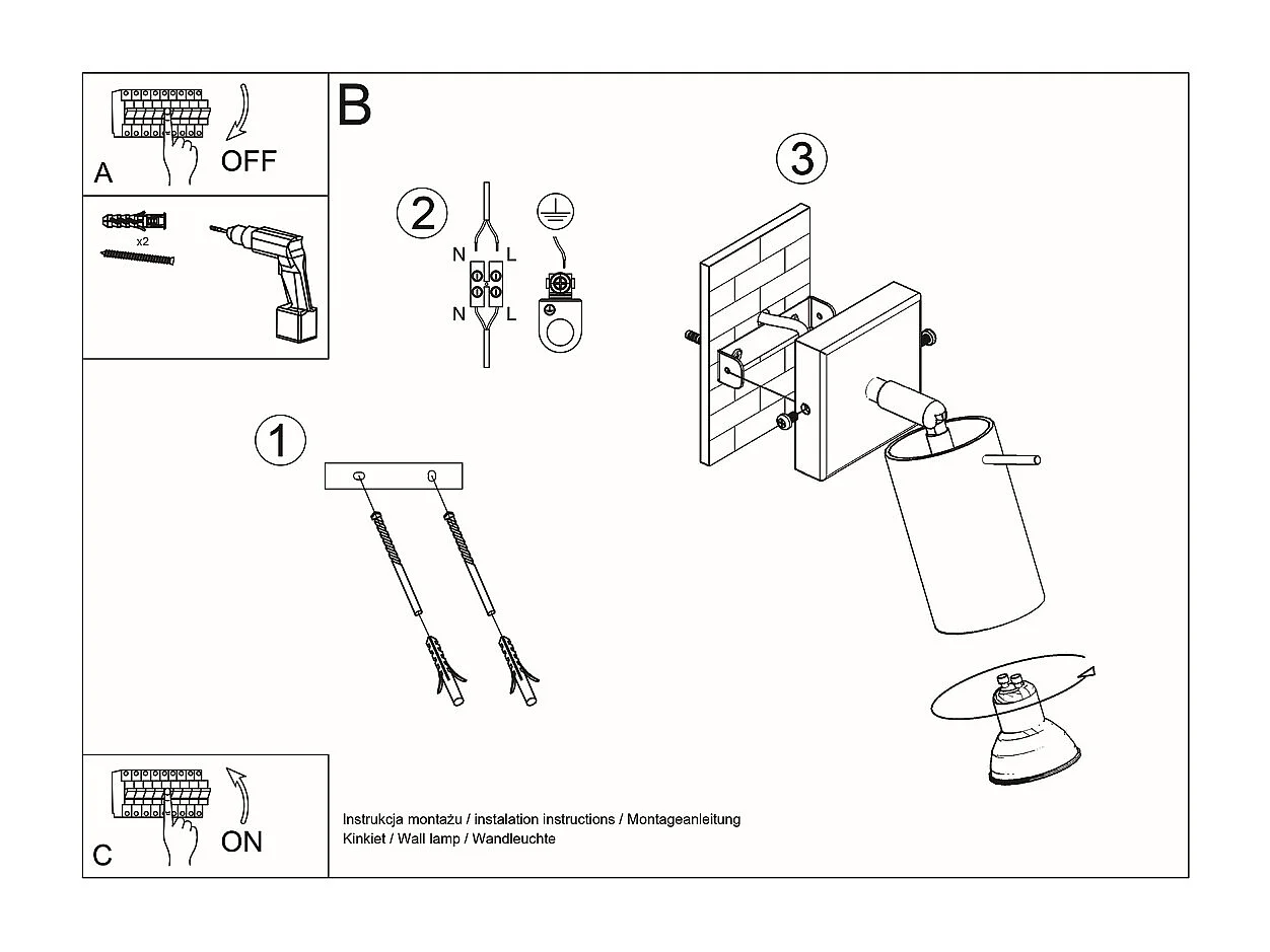 Faretto singolo da parete in legno naturale GU10 Lámpara de pared con un foco de madera natural GU10