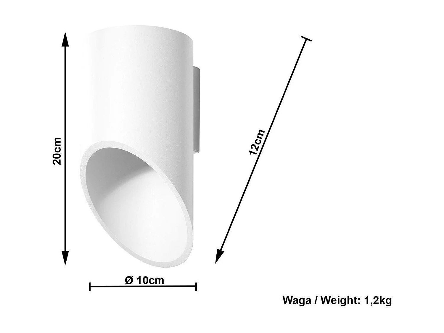 Sollux PENNE - 1 licht oben unten Wandleuchte Weiß, G9