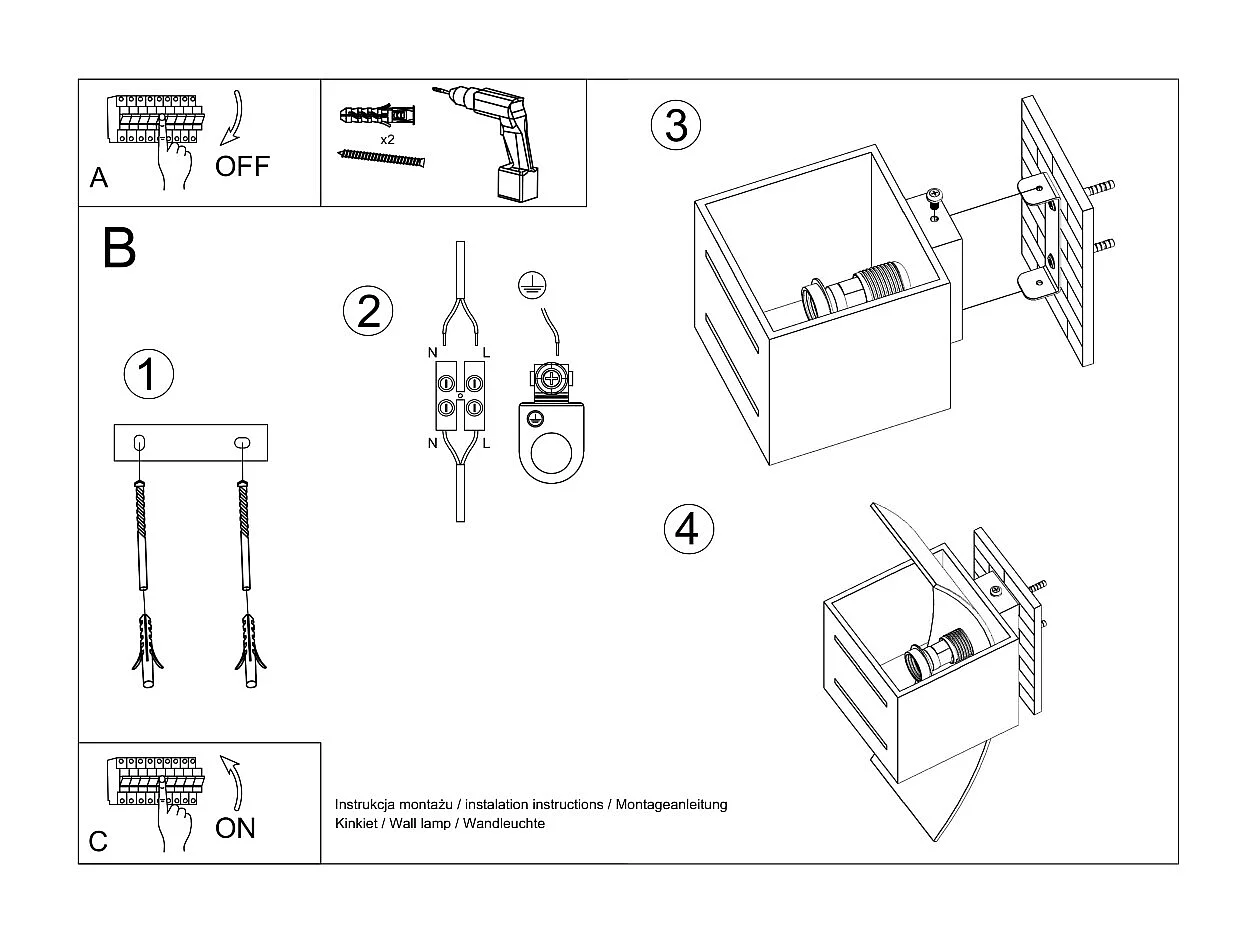 Sollux LORETO 1 lumière murale gris clair, G9