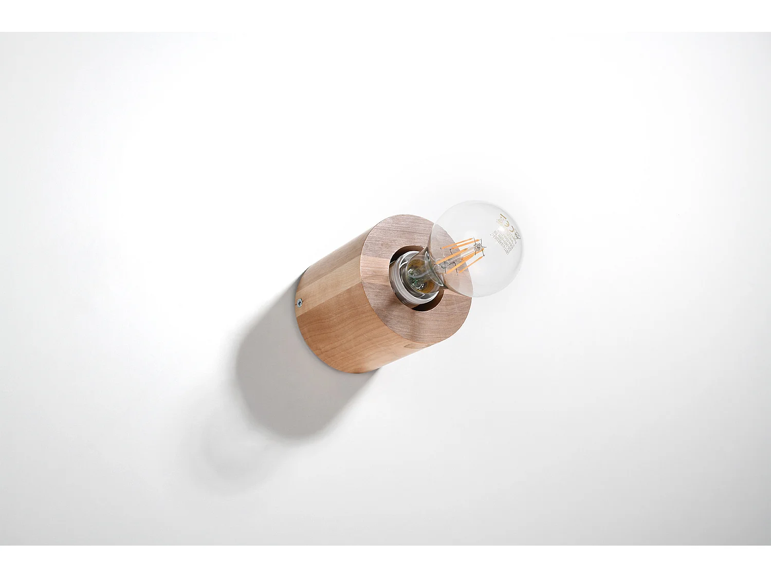 Surface Mounted Round Wall Lamp Natural Wood E27 Runde Aufbau-Wandleuchte Naturholz E27