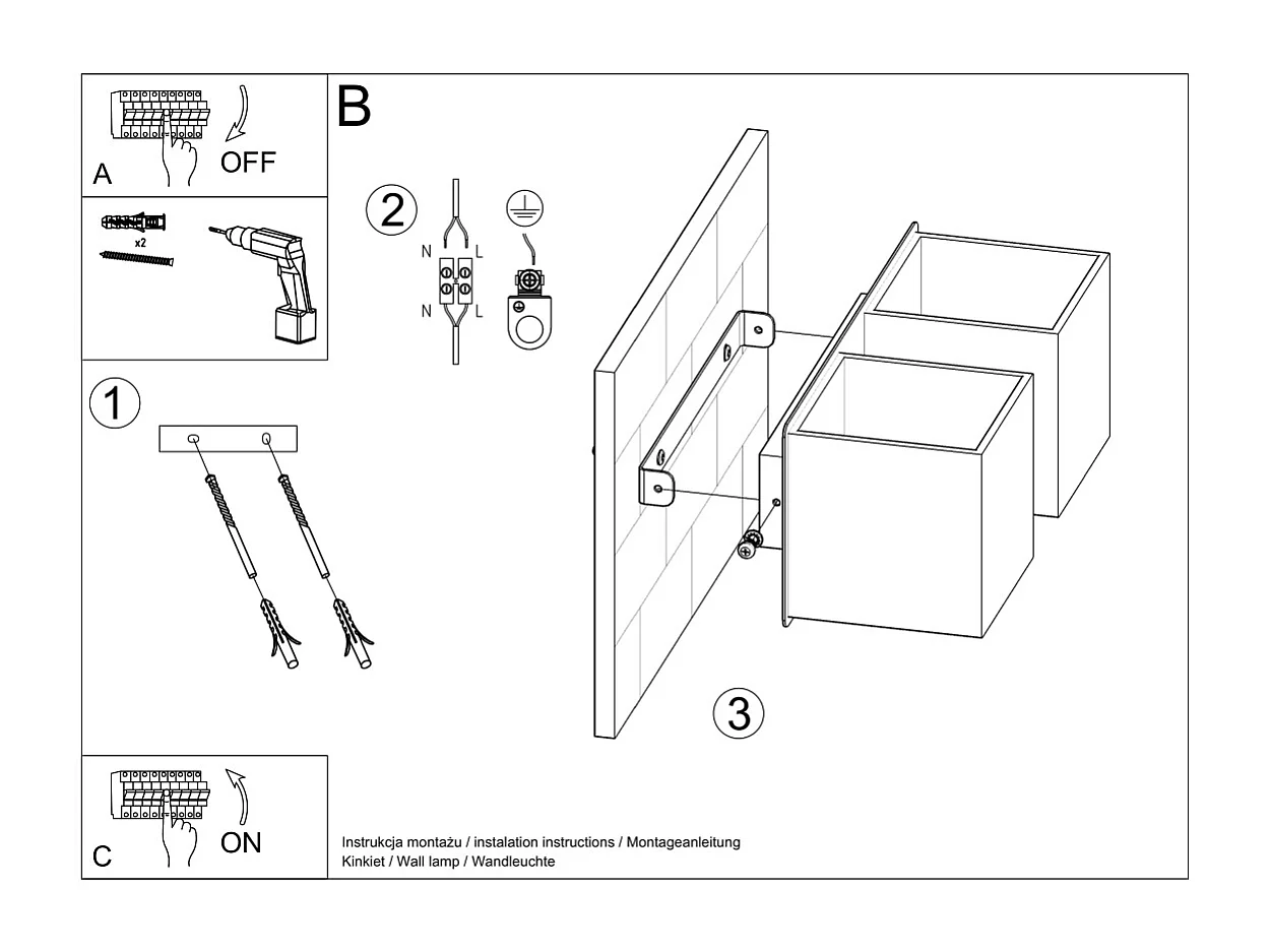 Twin Square Up & Down Wall Lamp White G9 Twin Square Up & Down Wandleuchte Weiß G9