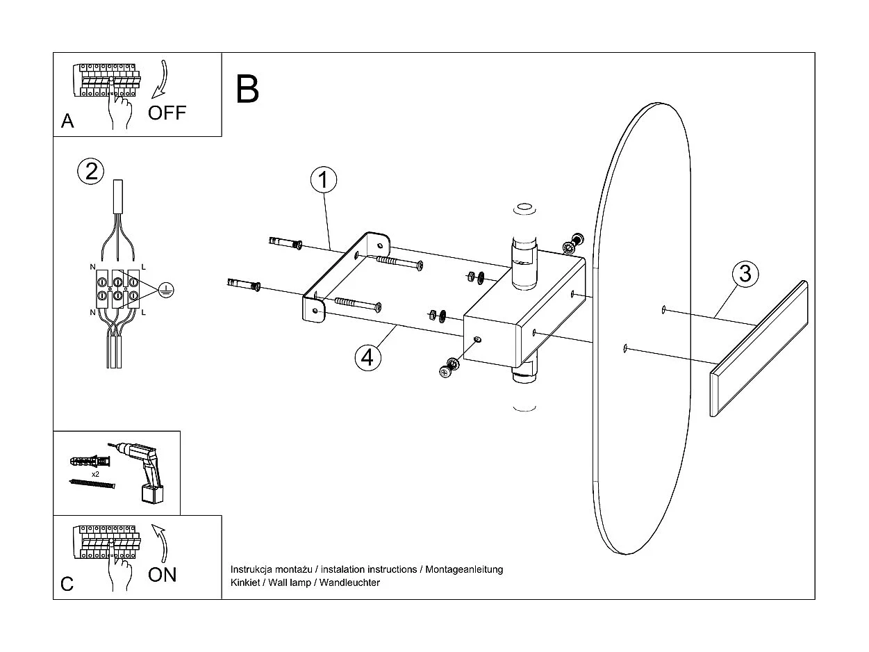 Kinkiet SALIA biały szklany
