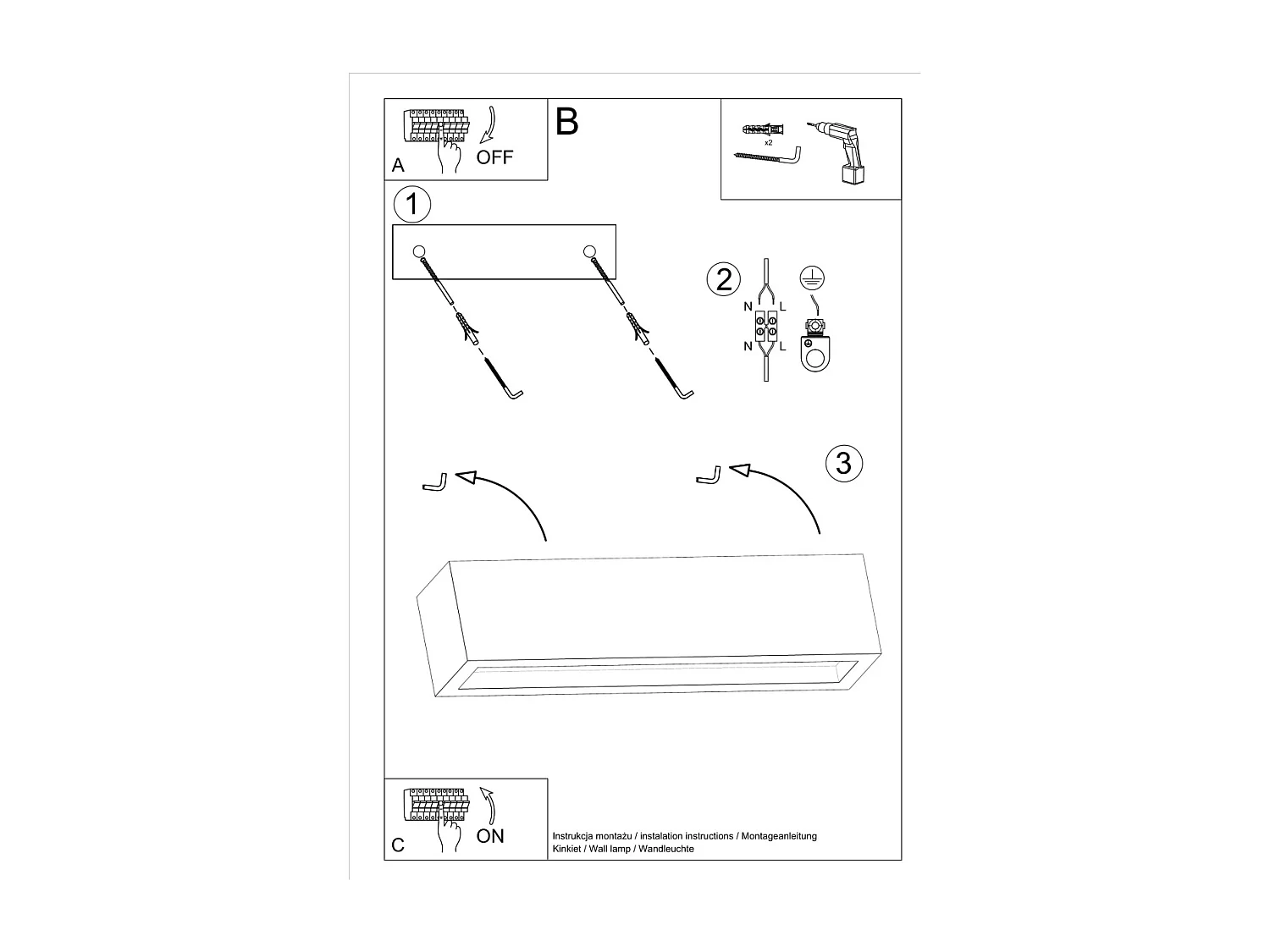 Wandlampen Vega Modern Van  - 2 Lichtbronnen - L.50 X H.10 Cm - Grijs