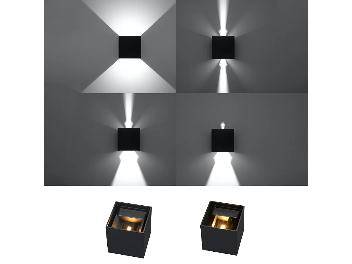 Candeeiros De Parede Luca Moderno, Alumínio - 1 Lichtbronnen - L.10 X H.10 Cm - Preto