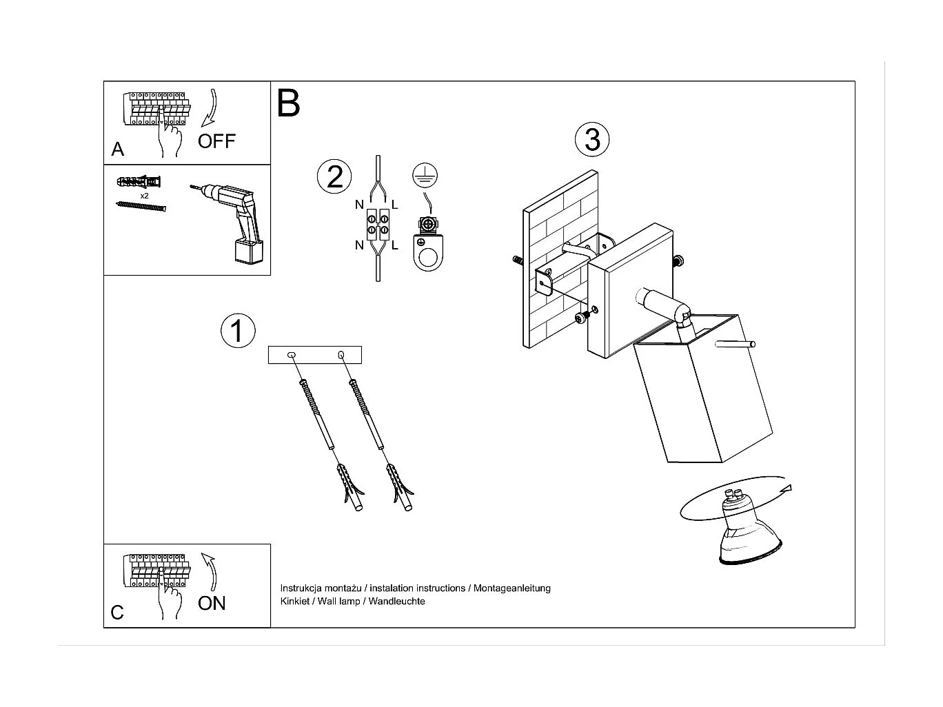 Sollux MERIDA Projecteur mural à 1 lumière, blanc, GU10