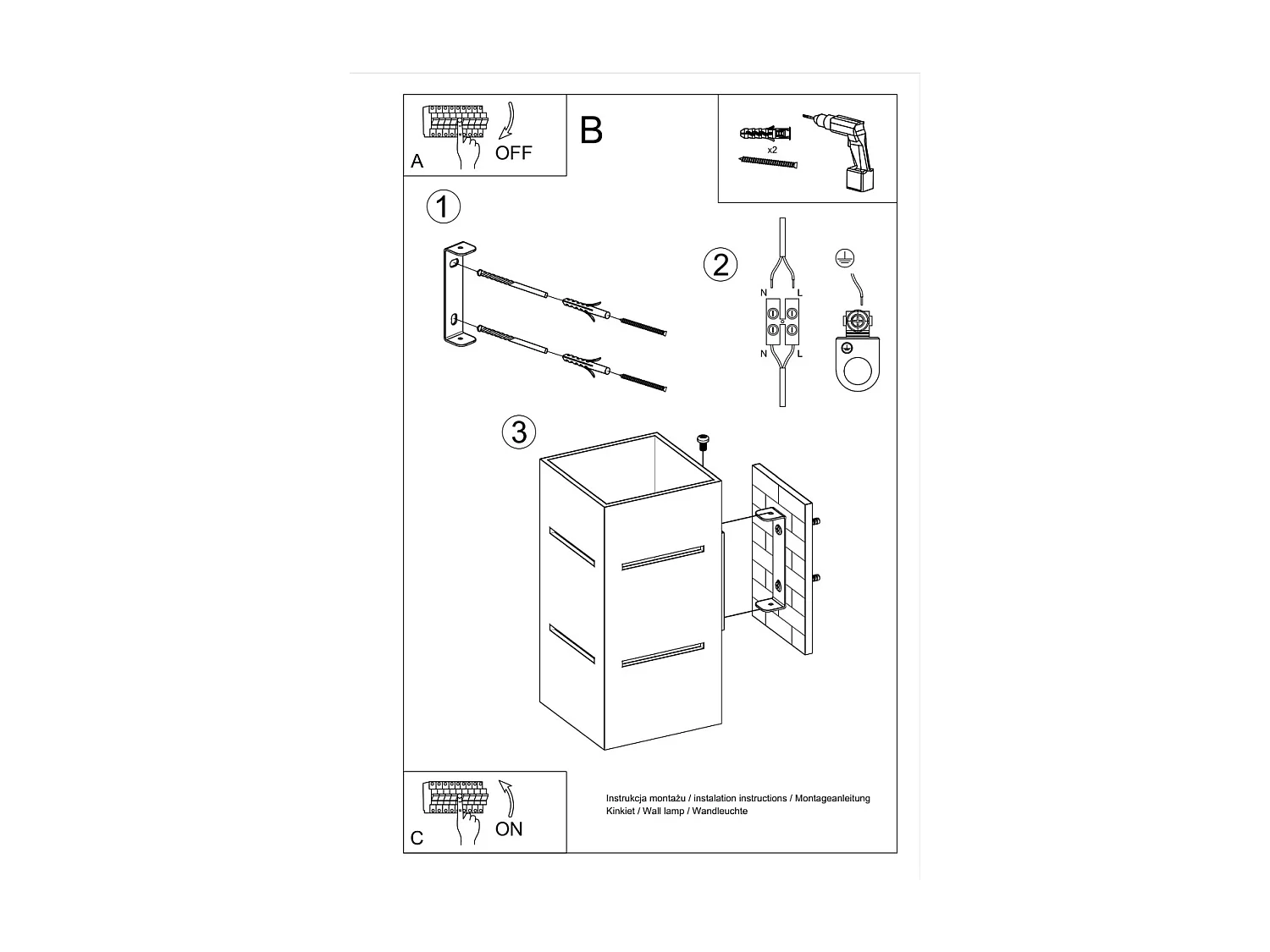 Sollux BLOCCO - 1 lámpara de pared empotrada en negro, G9