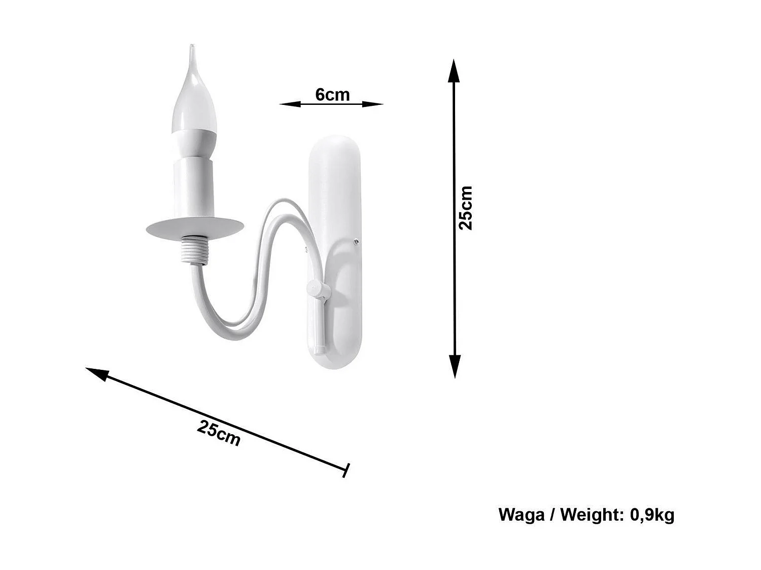 Sollux MINERWA - 1 licht Candle Candle Wandleuchte Weiß, E14