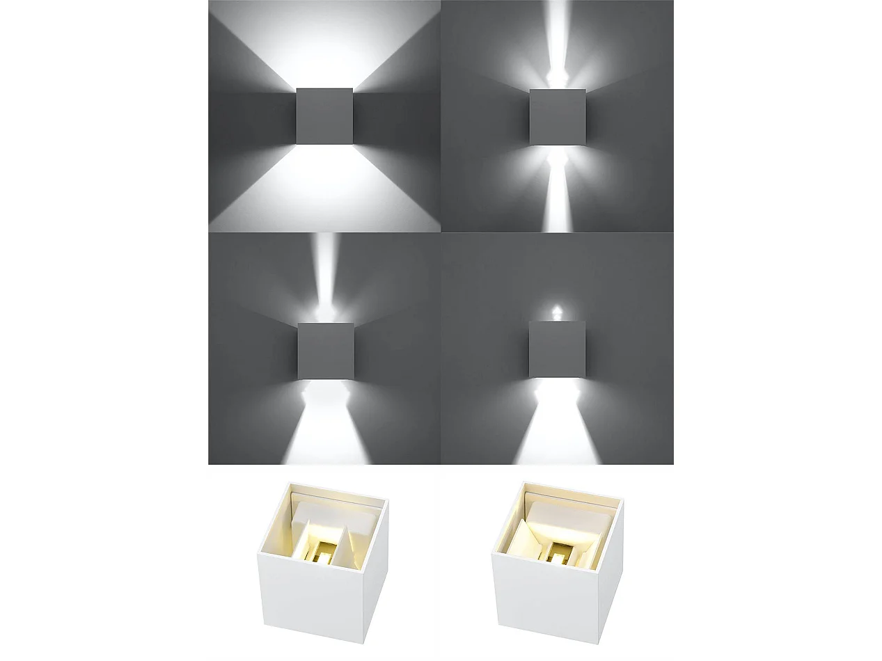 Candeeiros De Parede Luca Moderno, Alumínio - 1 Lichtbronnen - L.10 X H.10 Cm - Branco