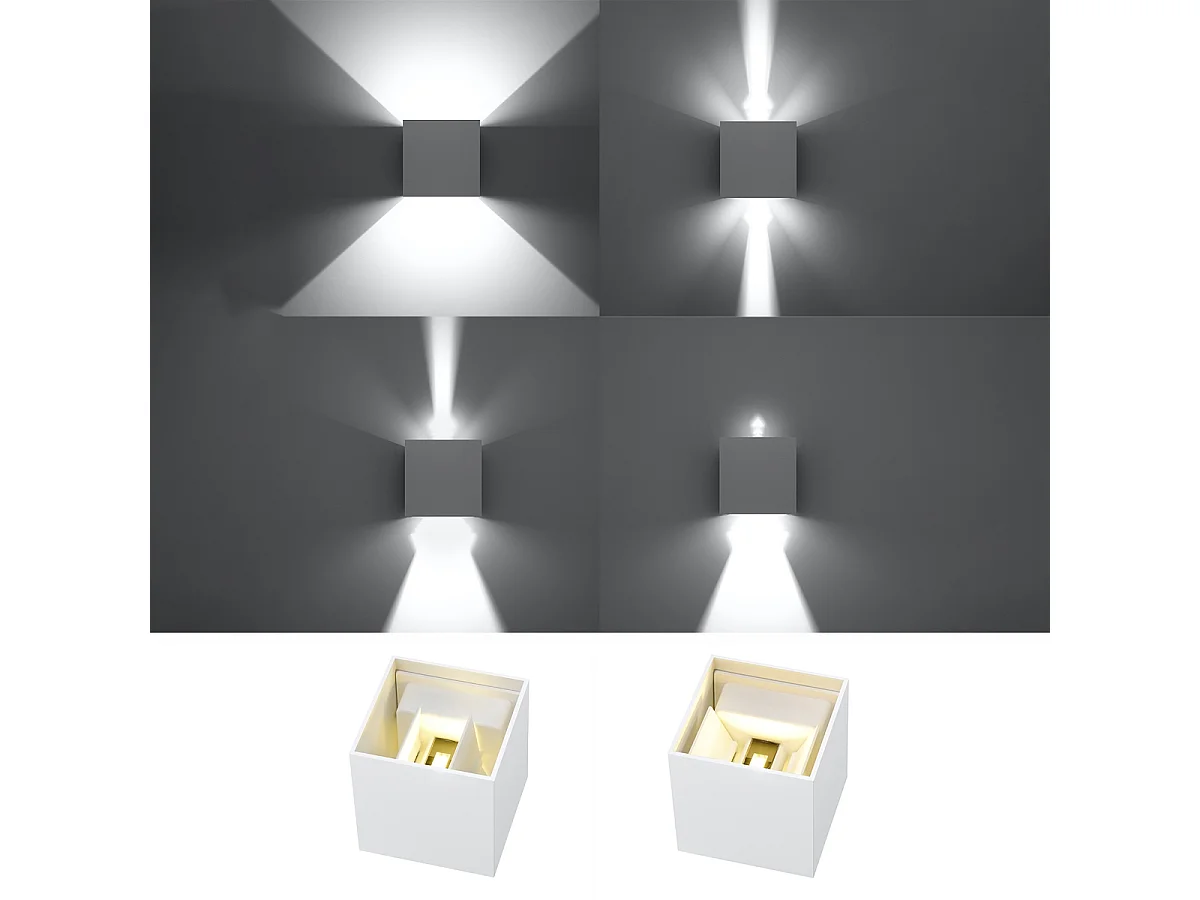 Candeeiros De Parede Luca Moderno, Alumínio - 1 Lichtbronnen - L.10 X H.10 Cm - Branco