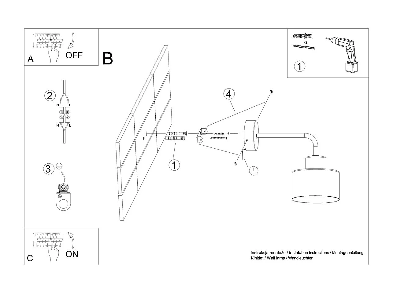 Sollux Savar Kuppelwandleuchte Schwarz