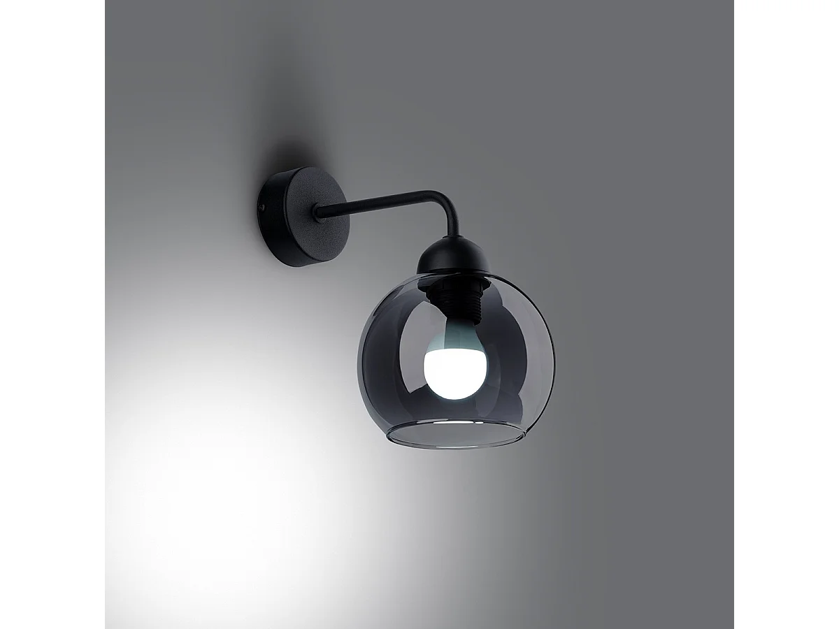 Candeeiros De Parede Alino Moderno, Aço - 1 Lichtbronnen - L.15 X H.26 Cm - Preto