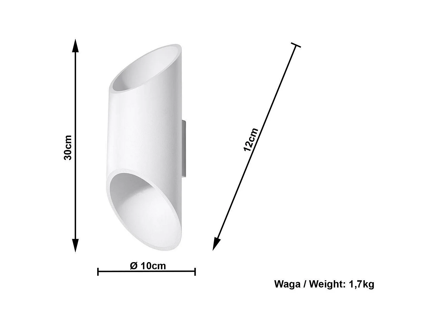 Sollux PENNE - 1 licht oben unten Wandleuchte Weiß, G9