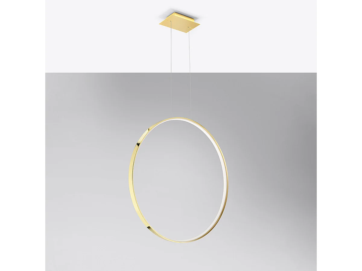 Luminárias Pendentes Rio Moderno, Alumínio - 1 Lichtbronnen - L.78 X H.150 Cm - Dourado