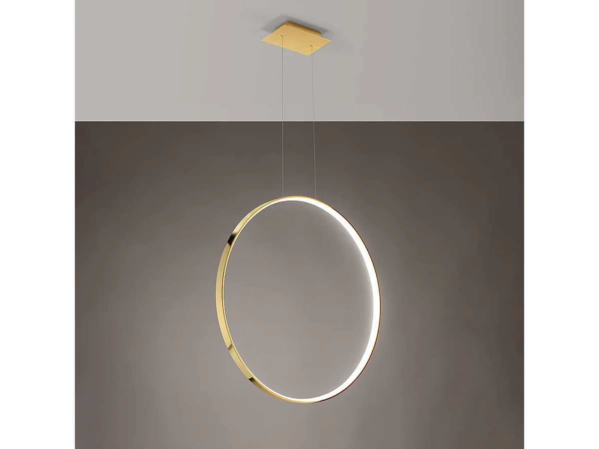 Luminárias Pendentes Rio Moderno, Alumínio - 1 Lichtbronnen - L.78 X H.150 Cm - Dourado