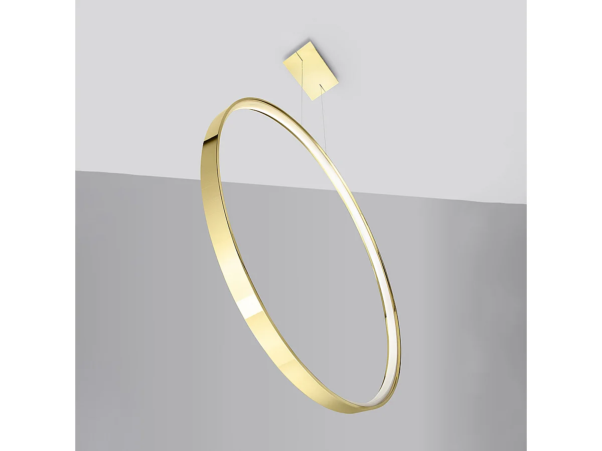 Luminárias Pendentes Rio Moderno, Alumínio - 1 Lichtbronnen - L.78 X H.150 Cm - Dourado