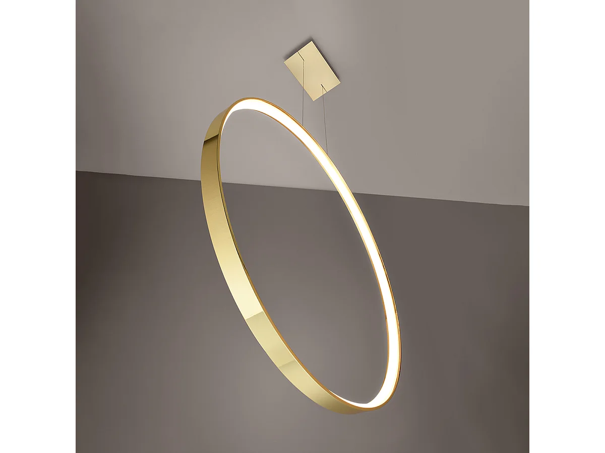 Luminárias Pendentes Rio Moderno, Alumínio - 1 Lichtbronnen - L.78 X H.150 Cm - Dourado