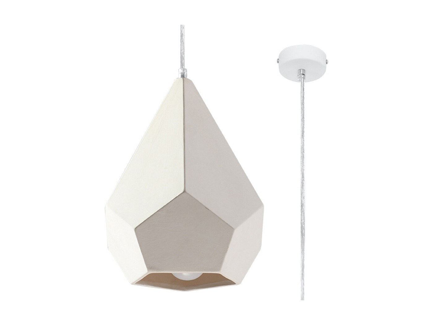 Lustre Suspension Cupole – Laiton Et Céramique Festonnée – 32 Cm – Fabriqué En Italie