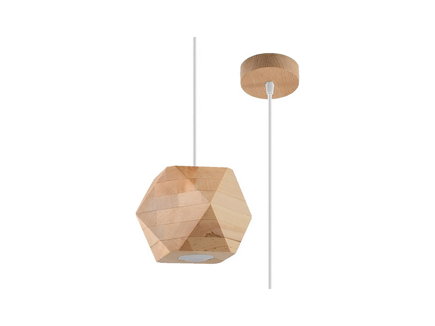 Sollux Lighting Woody Plafonnier suspendu sphérique, bois naturel, 1x GU10