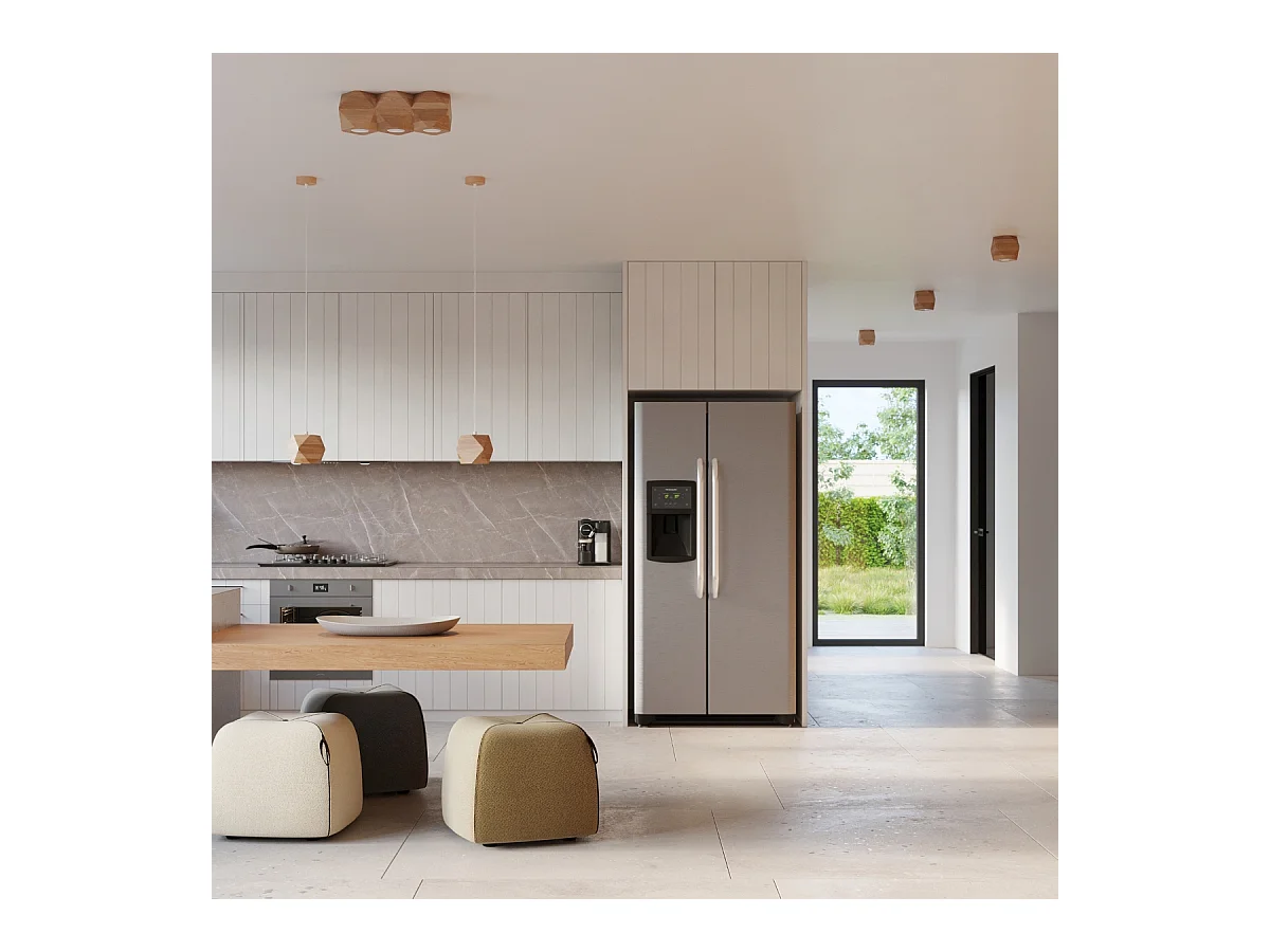 Sollux Lighting Woody Plafón Colgante Esférico, Madera Natural, 1x GU10