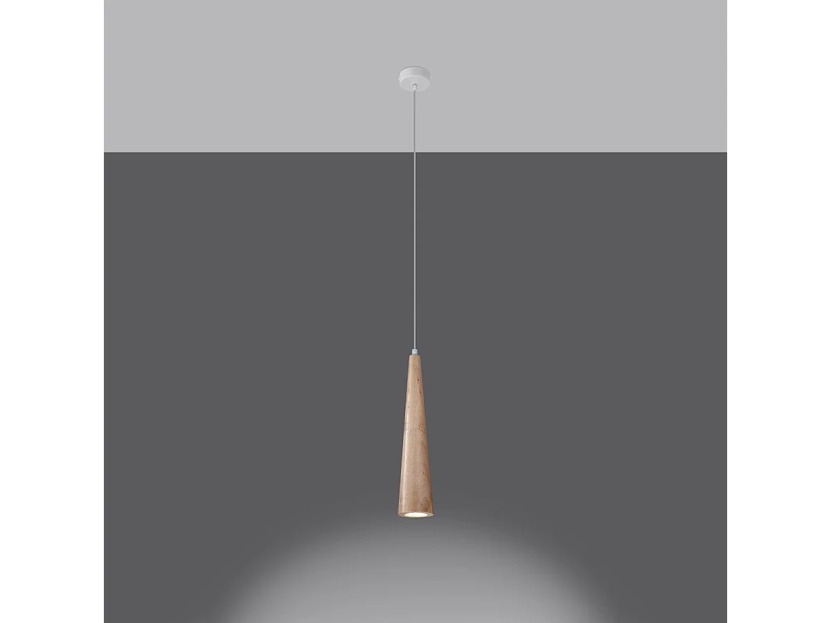 Hanglampen Sula Scandinavisch Van  - 1 Lichtbronnen - L.8 X H.120 Cm - Natuurlijk Hout