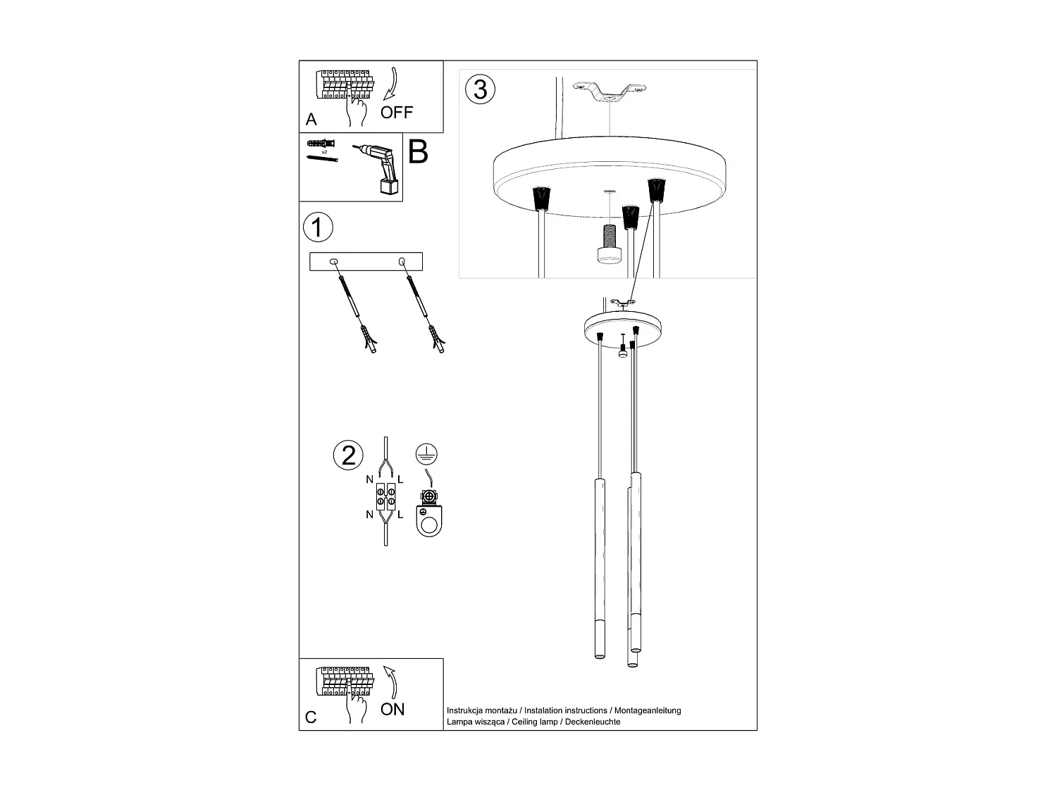 Sollux MOZAICA Suspension Cluster Drop Noir, Cuivre G9