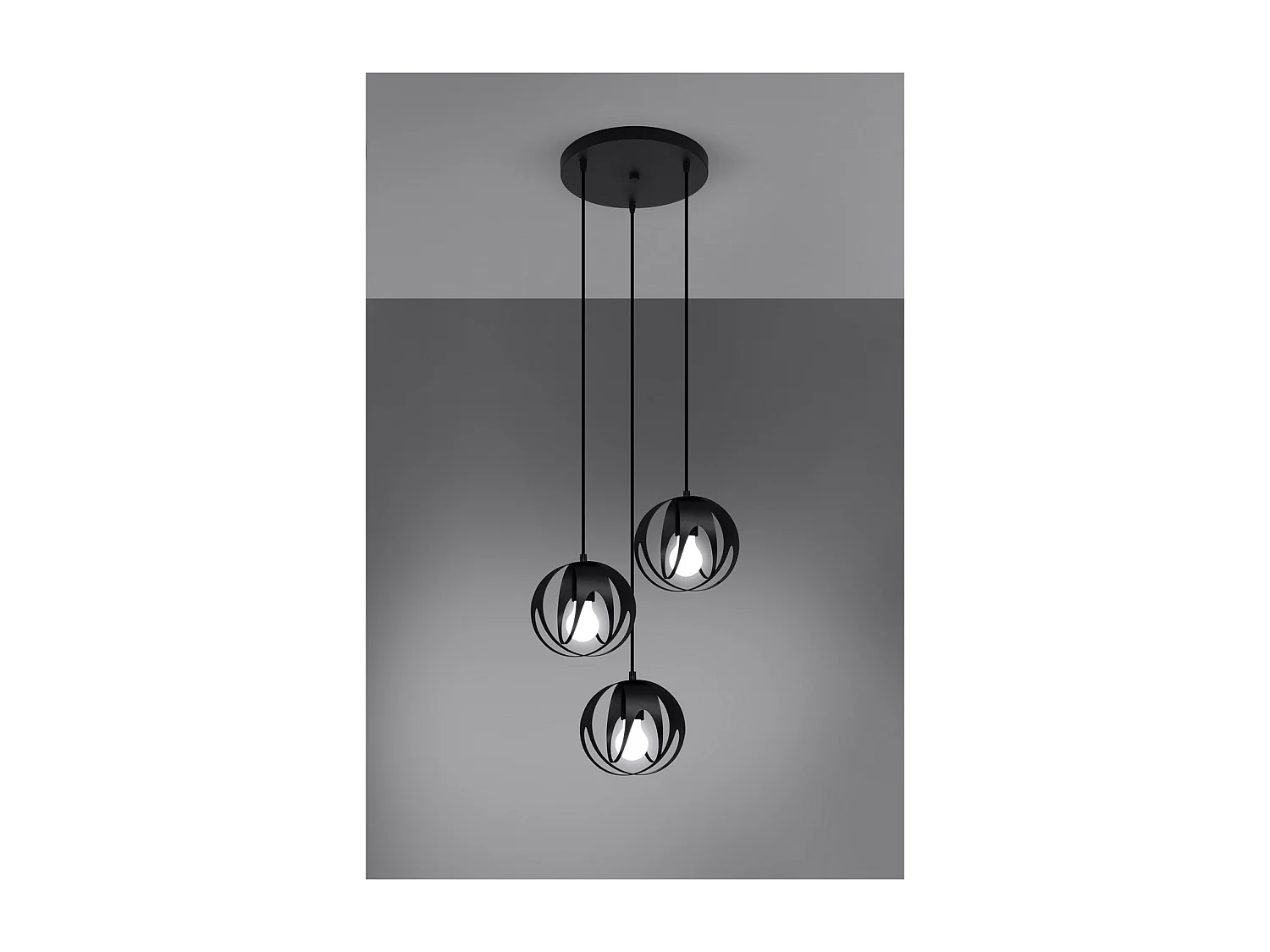 Hanglampen Tulos Modern Van  - 3 Lichtbronnen - L.30 X H.117 Cm - Zwart