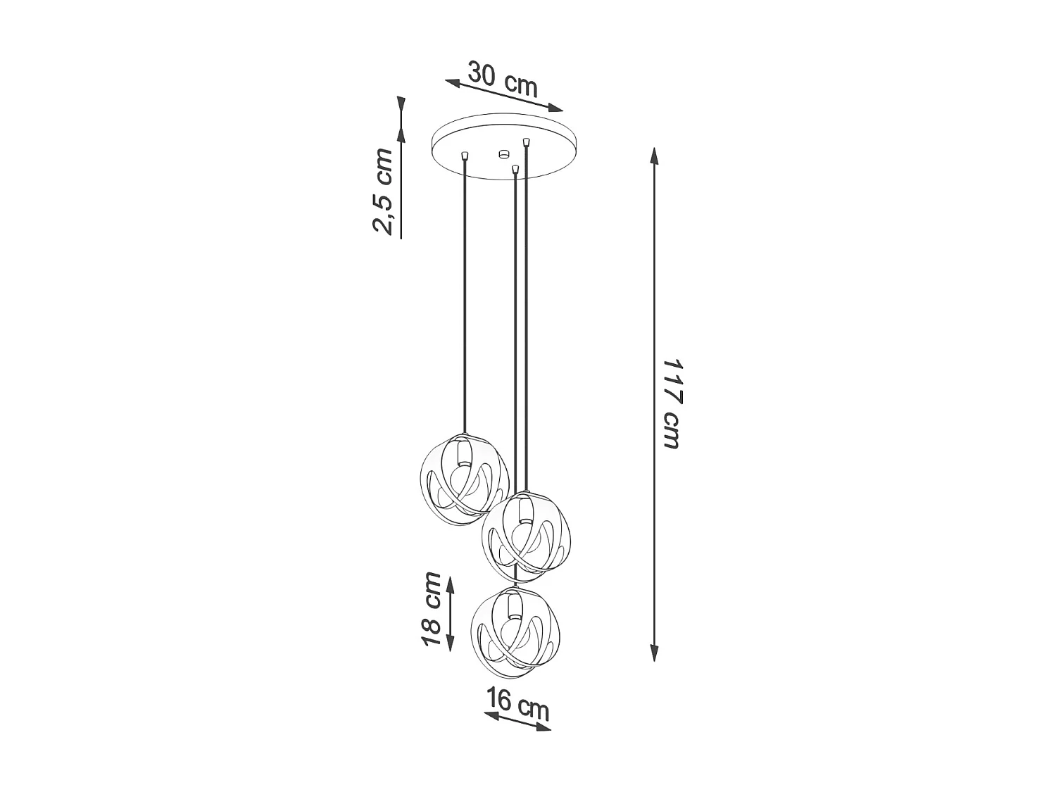 Sollux Lighting Tulos Plafonnier suspendu Cluster, noir, 3x E27