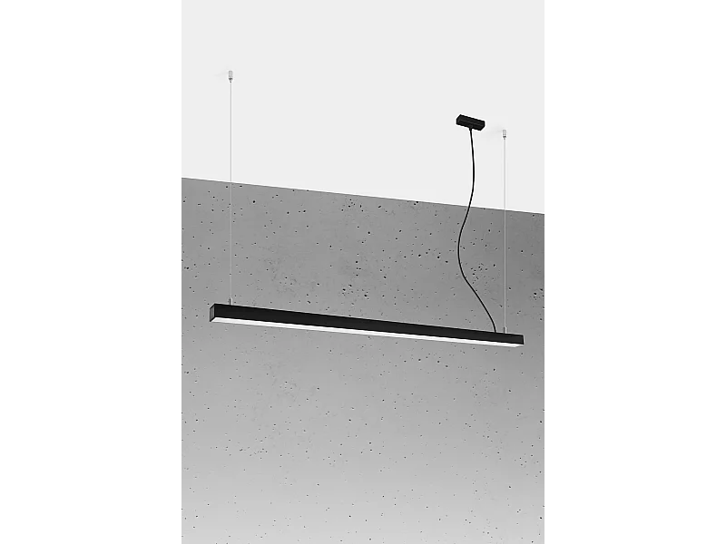 Lampada a sospensione lineare a barra dritta a LED integrata da 145 cm, nera 3000K Lámpara colgante de barra recta lineal LED integrada de 145 cm negro 3000K