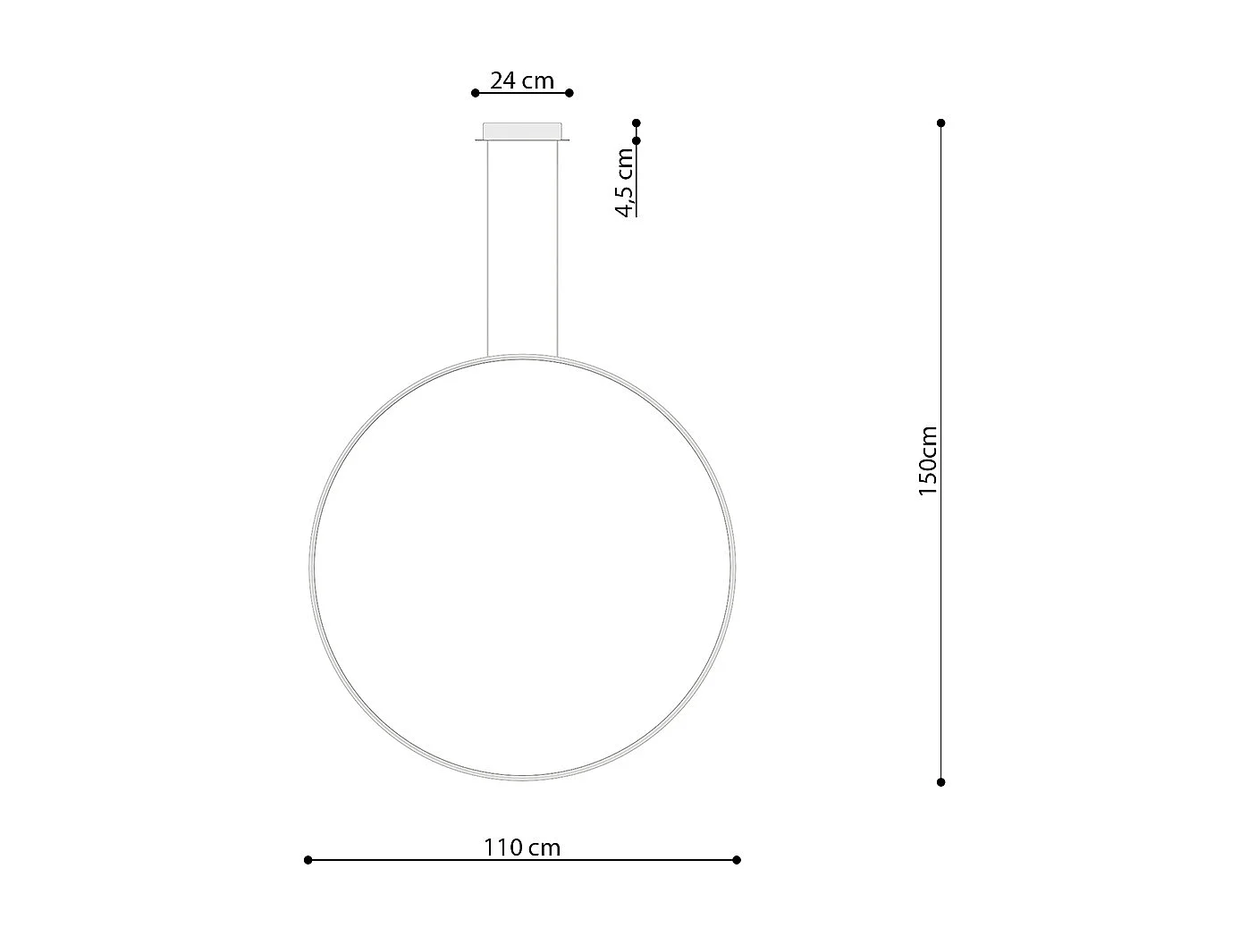 Sollux Lighting Rio Plafonnier suspendu cercle LED intégré, noir, 3000K, 7820lm
