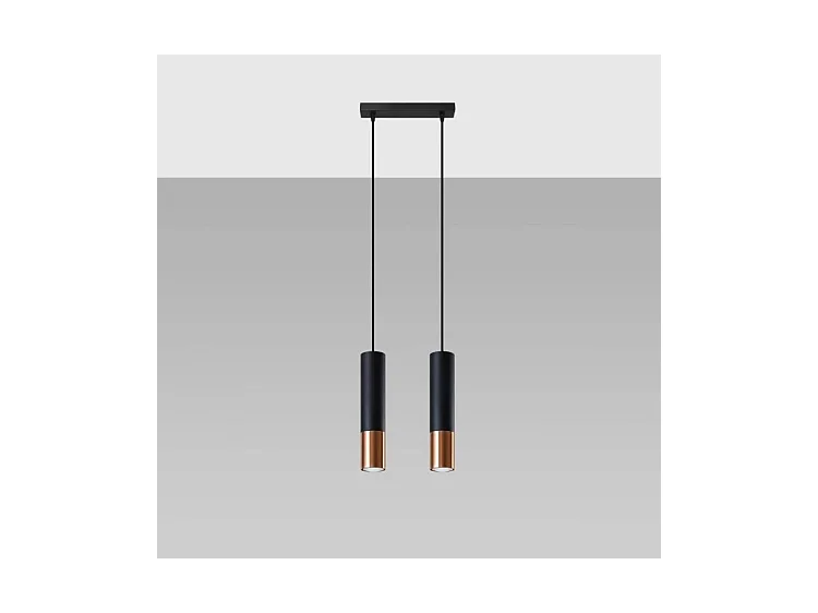 Sollux LOOPEZ Suspension Twin Suspendue Noir, Cuivre GU10