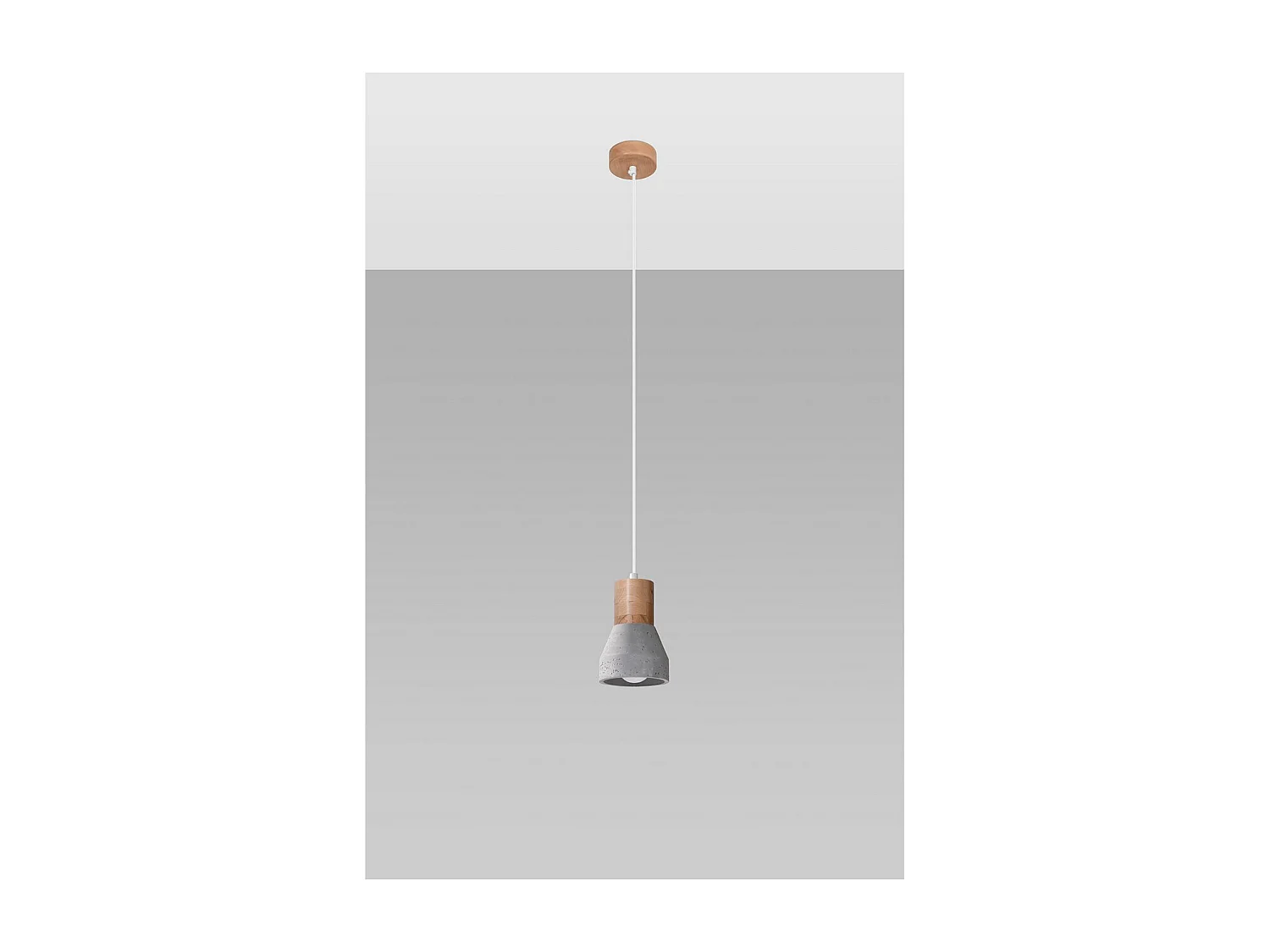 Sollux Lighting Qubic Dome Suspension Plafonnier Gris Béton, Bois Naturel