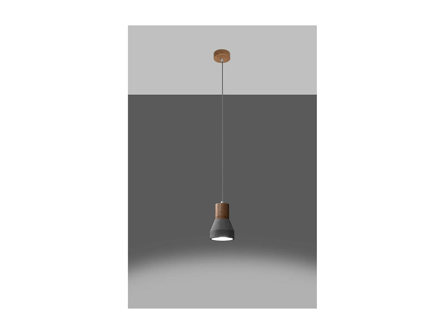 Sollux Lighting Qubic Dome Suspension Plafonnier Gris Béton, Bois Naturel