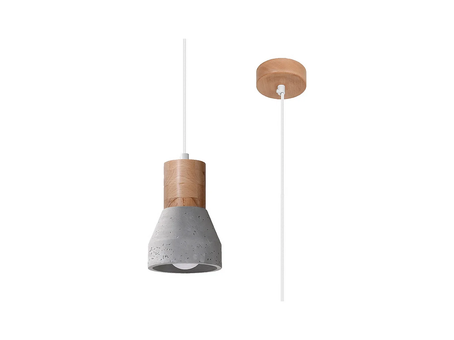 Sollux Lighting Qubic Dome Suspension Plafonnier Gris Béton, Bois Naturel
