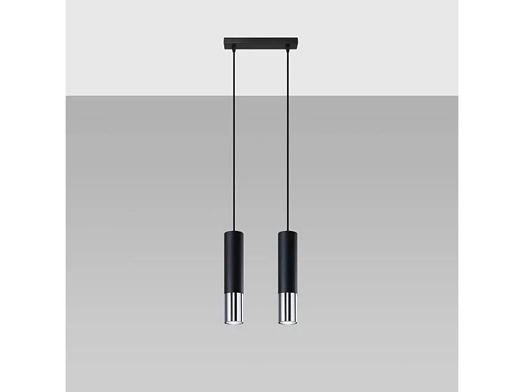 Sollux LOOPEZ Suspension double noire, chrome GU10