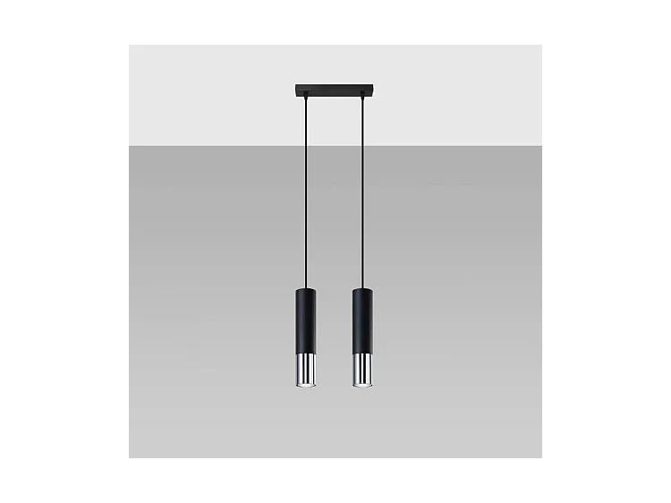 Sollux LOOPEZ Suspension double noire, chrome GU10