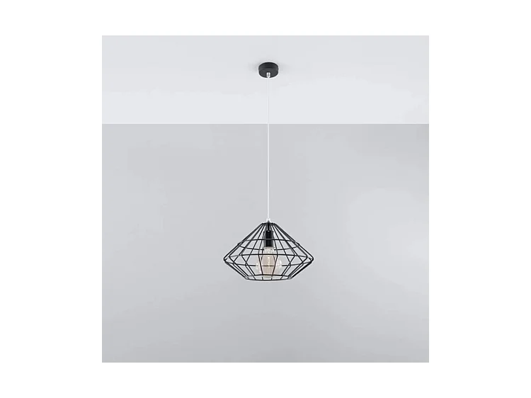 Hanglampen Umberto Industrieel Van  - 1 Lichtbronnen - L.32 X H.120 Cm - Zwart