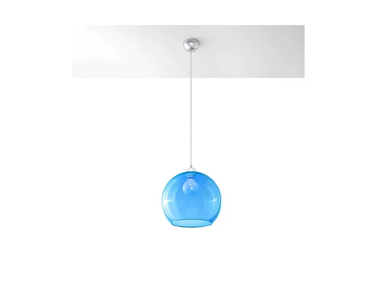 Hanglampen Ball Minimalistisch Van  - 1 Lichtbronnen - L.30 X H.120 Cm - Blauw