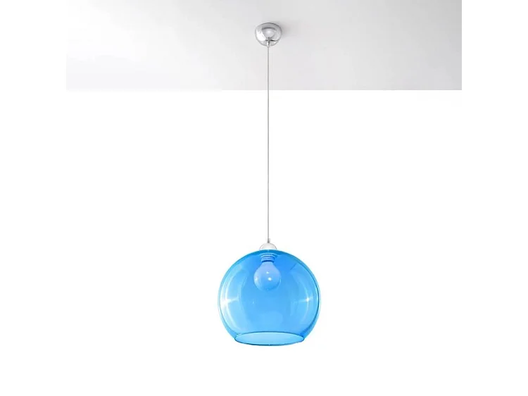 Hanglampen Ball Minimalistisch Van  - 1 Lichtbronnen - L.30 X H.120 Cm - Blauw