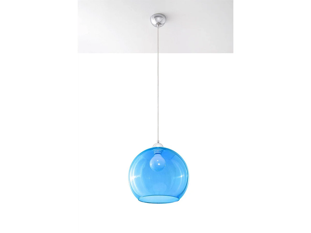 Hanglampen Ball Minimalistisch Van  - 1 Lichtbronnen - L.30 X H.120 Cm - Blauw