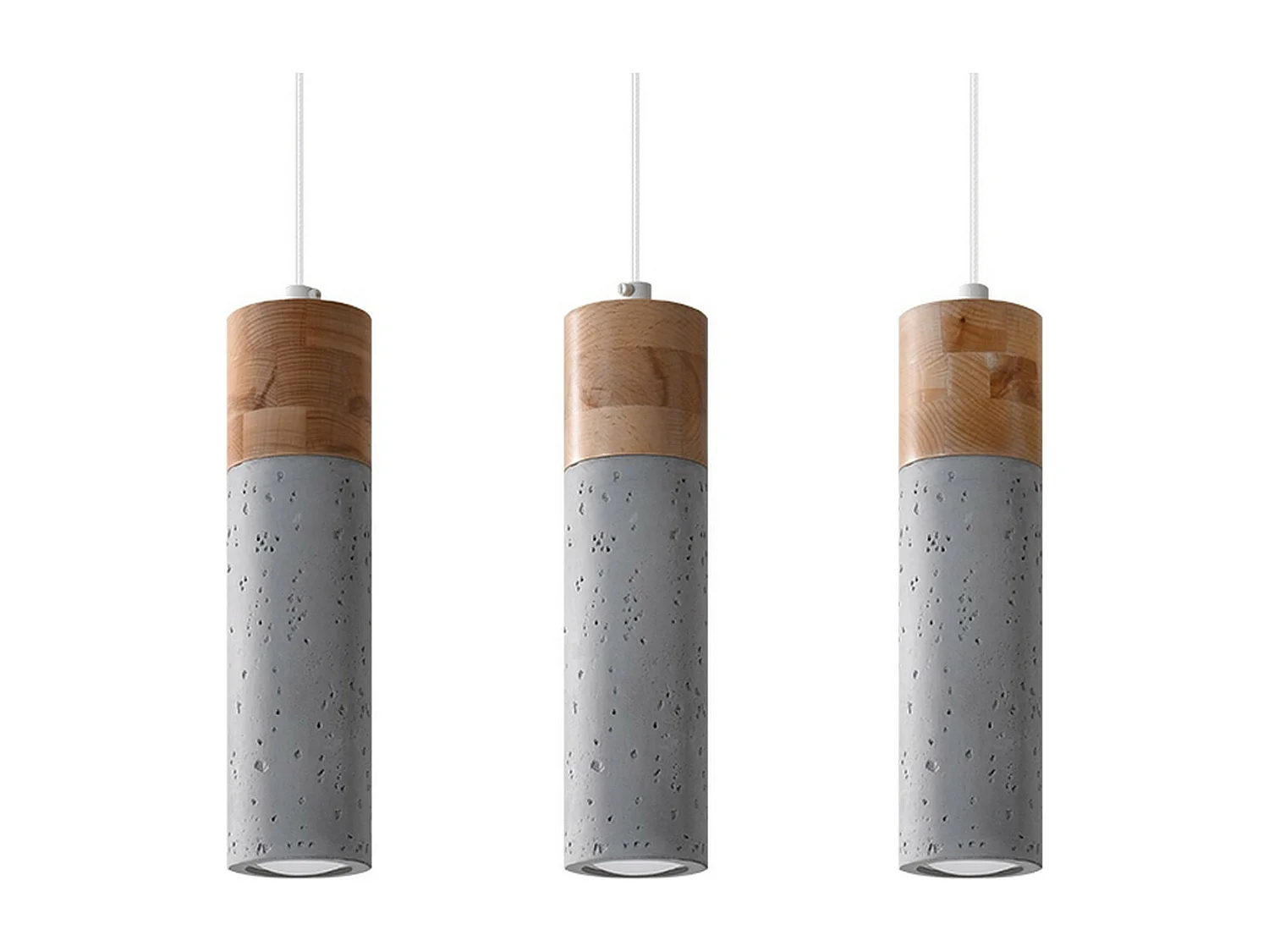 Sollux Lighting Zane Bar Suspension Plafonnier Béton Gris, Bois Naturel, 45cm