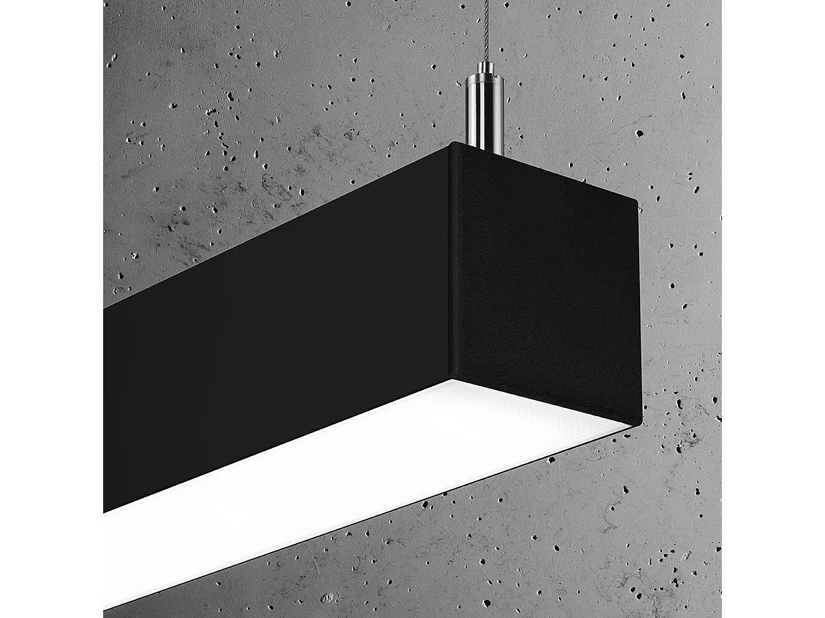 Lampada a sospensione lineare a barra diritta a LED integrata da 145 cm, nera 4000K Lámpara colgante de barra recta lineal LED integrada de 145 cm negro 4000K