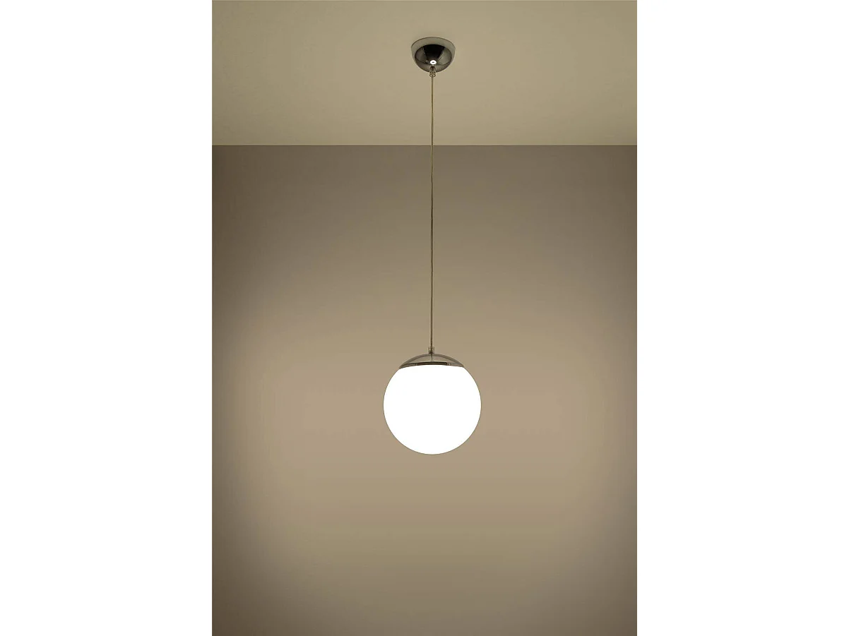 Sollux UGO Suspension Globe 1 Lumière Blanc, Chrome, E27